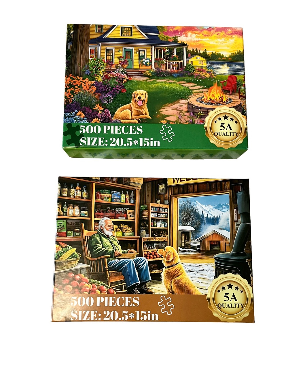 500-Piece Scenic Jigsaw Puzzle Set - Lakeside & Countryside - (Like New)